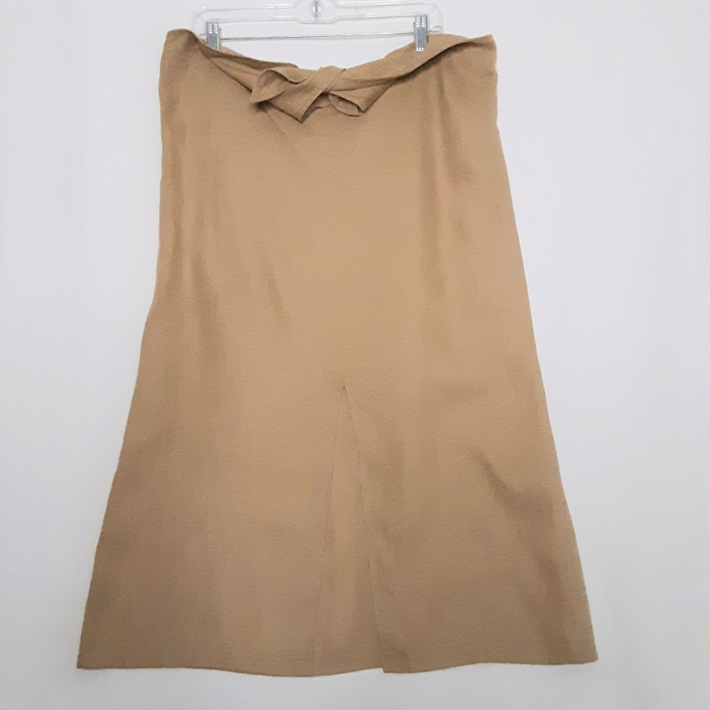 💎AT Denim Women’s Tan Strapless Knee Length Linen Dress Size 8 Petite